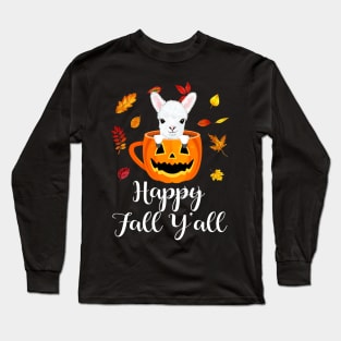 Happy Fall Y'all Llama Autumn Long Sleeve T-Shirt